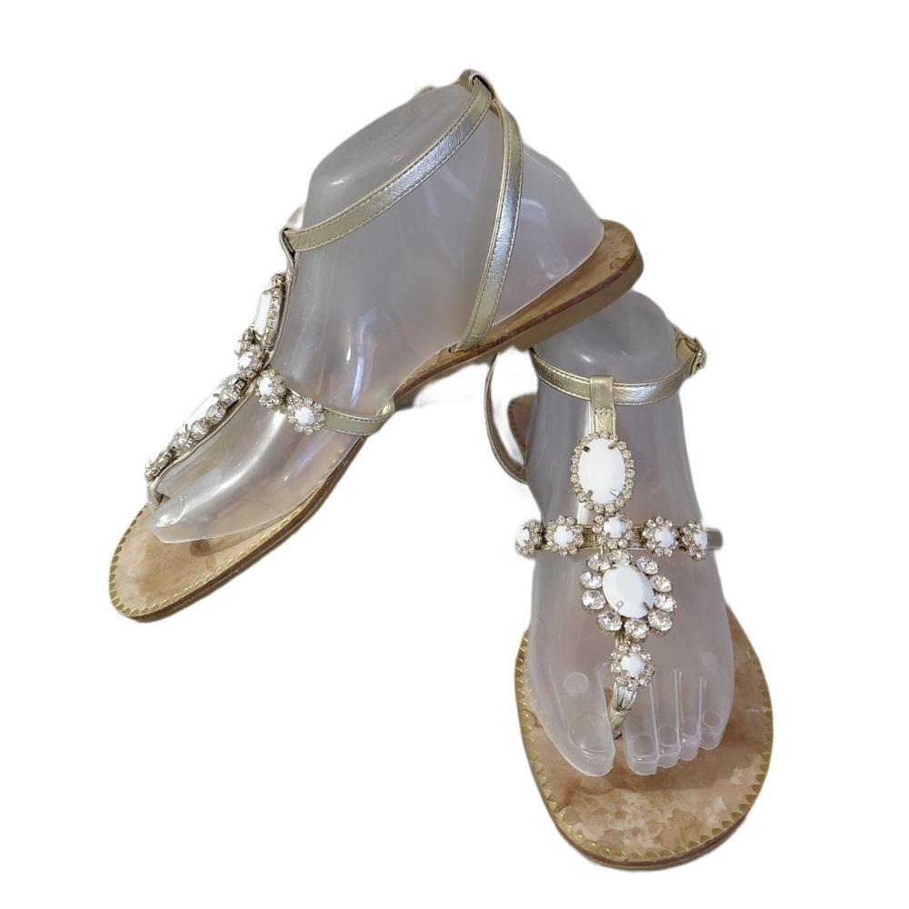 Lilly Pulitzer Katie Gold Jewel Embellished Sandals